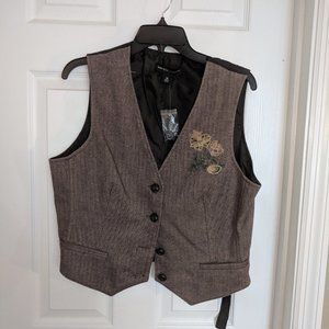 NY &Co Brown Tweed Vest Sz12